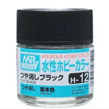 Краска Mr.Hobby H12 FLAT BLACK, черный матовый